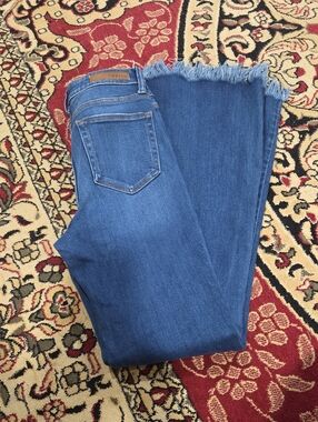 Cello Women's Blue Frayed Hem Wide Leg Jeans